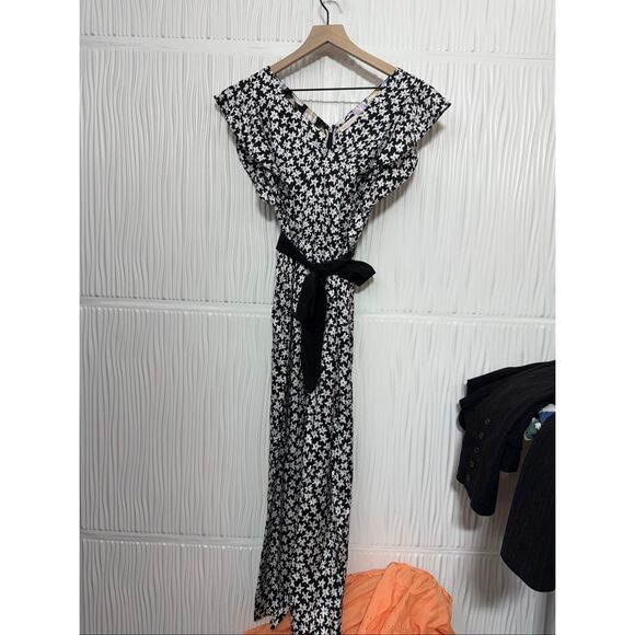 REBECCA TAYLOR STAR FLEUR JUMPSUIT - BLACK COMBO - Silk/Viscose Blend - Picture 6 of 14